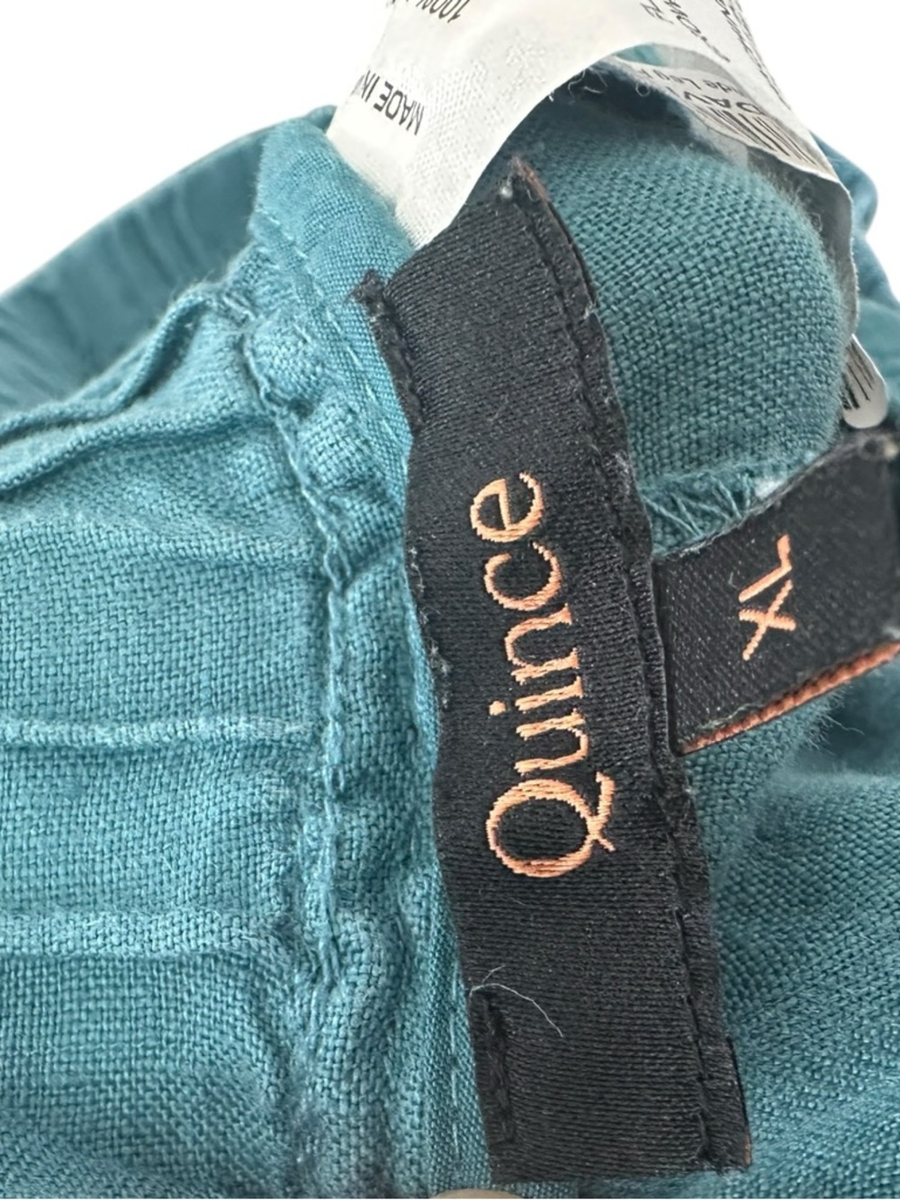 Quince 100% European Linen Wide Leg Pant Mineral Blue Teal XL Drawstring Coastal - Picture 8 of 12